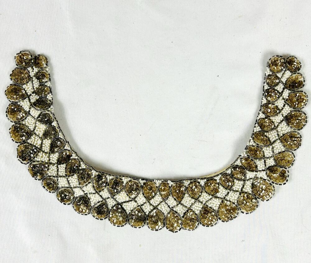 Vtg Hand Made "Top Hit" Baar & Beards Inc Seed Bead Sequin Collar West Germany